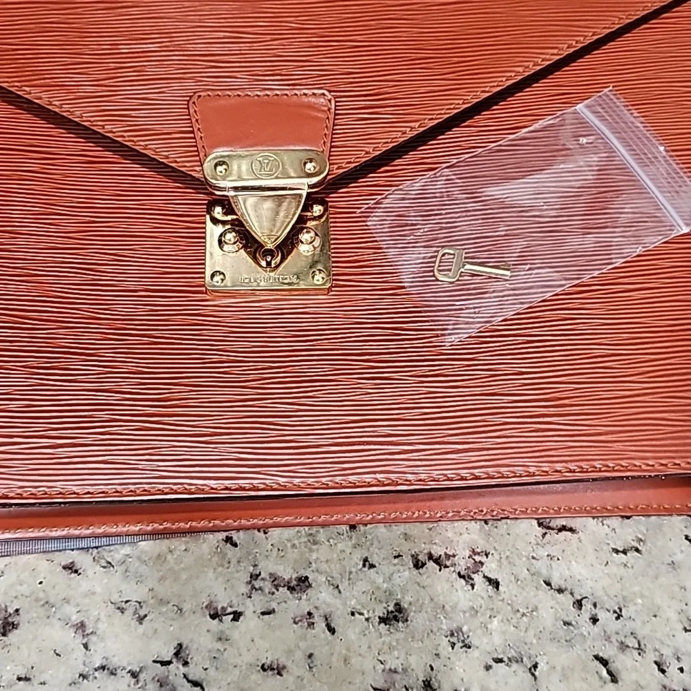 Louis Vuitton brown Epi leather briefcase 16x11x4 inches